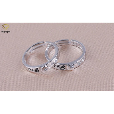 Nhẫn đôi bạc Ý 925 Huệ Ngân- Cá heo thủy chung RR1146