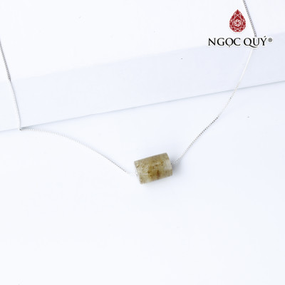 Dây chuyền bạc mặt lu thống đá thạch anh tóc vàng 12x8mm mệnh thủy, kim - Ngọc Quý Gemstones