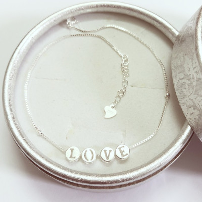 Lắc chân bạc nữ trang sức bạc Ý S925 Huệ Ngân - LOVE RYBJ50053