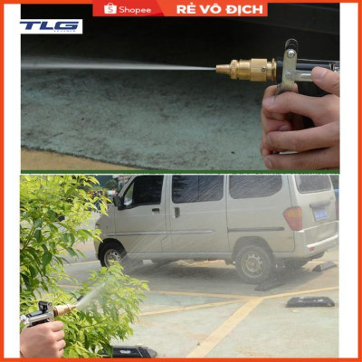 Bộ dây vòi xịt nước rửa xe,tưới cây tăng áp 3 lần 7-10m(cút đồng nối nhựa xanh) 206817