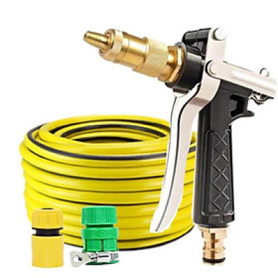 Rửa xe tưới cây Bộ dây và vòi xịt tăng áp lực nước 300% loại 25m cút nhựa,nối nhựa 206236
