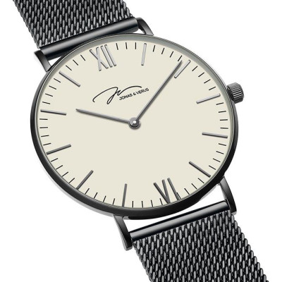 Đồng hồ đeo tay Nữ hiệu JONAS & VERUS X01646-Q3.BBWBB, Máy Pin (Quartz), Kính sappire chống trầy xước, Dây lưới thép không gỉ 316L