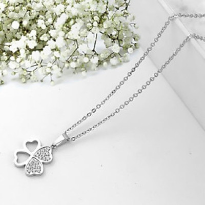 Dây chuyền nữ titan thời trang mặt cỏ 4 bốn lá thép không gỉ trangsucpt có 3 màu sắc DCNUT69