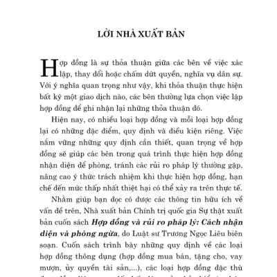 Sách - Hợp Đồng Và Rủi Ro Pháp Lý: Cách Nhận Diện Và Phòng Ngừa