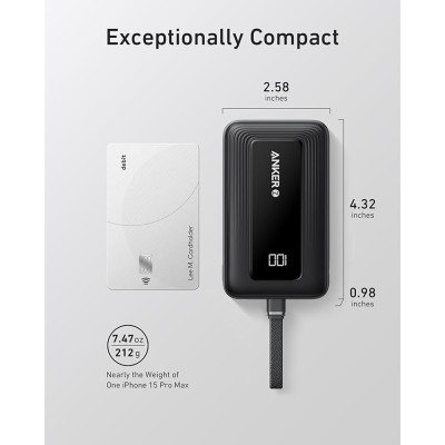 Sạc dự phòng Anker Zolo 1A1C 30W 10000mah (Built-In USB-C) A1688 - Hàng Chính Hãng