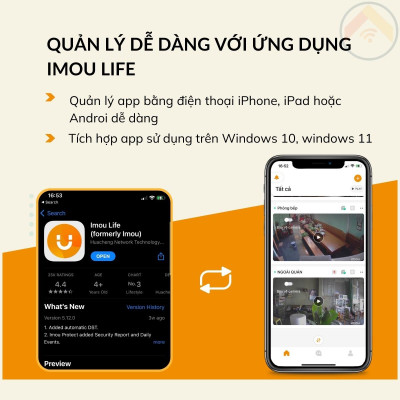 Hàng chính hãng Camera giám sát IMOU Ranger A42P Kèm thẻ nhớ 64GB Wifi 4MP H264 xoay 360độ đàm thoại 2 chiều