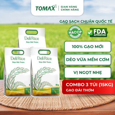 Combo 3 túi 5kg Gạo Đài Thơm TOMAX - tơi xốp, dẻo cơm, thơm dịu