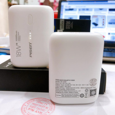 Sạc dự phòng PISEN Quick-miniQP18 (TS-D287) 10000mAh, sạc nhanh công suất 18W, Hàng chính hãng bảo hành 24 tháng