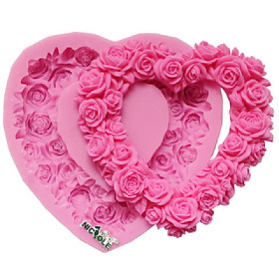 Khuôn silicon làm rau câu trái tim hoa hồng – Mã số 1001
