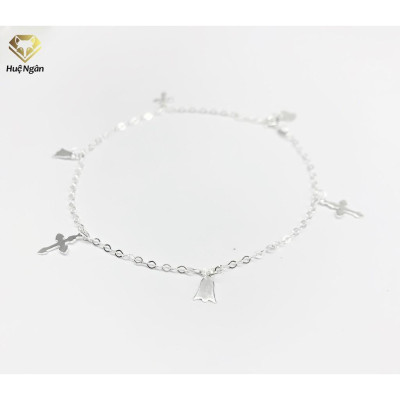 Lắc chân bạc Ý 925 Huệ Ngân - Thánh Giá và Chuông BJ8