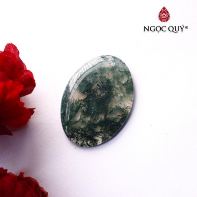 Mặt dây chuyền oval đá băng ngọc thủy tảo mệnh hỏa, mộc - Ngọc Quý Gemstones