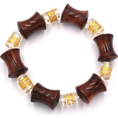 Vòng tay chuỗi hạt gỗ hồng hình ống tre HMS6