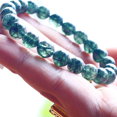 Vòng tay đá thạch anh tóc xanh mệnh hỏa, mộc - Ngọc Quý Gemstones