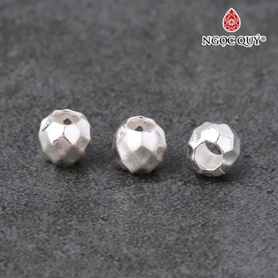 Charm bạc tròn 3D nổi xỏ ngang - Ngọc Quý Gemstones