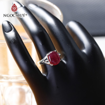 Nhẫn bạc nữ đá Ruby mệnh hỏa, thổ - Ngọc Quý Gemstones
