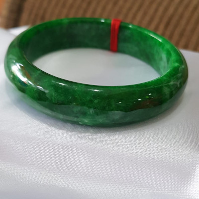 Vòng Tay Đá cẩm thạch Bản HEST I 52mm Xanh Sơn Thủy Đậm bóng đẹp Size 52mm x cao 13mm x dầy 7mm Nữ mệnh Thủy Mộc 51kg - 55kg đeo ạ