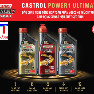 Dầu nhớt xe tay ga Castrol Power 1 Ultimate Scooter 10W-30, 800ML