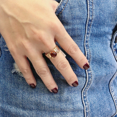 Nhẫn Hổ Phách Baltic Cognac Vàng 14K