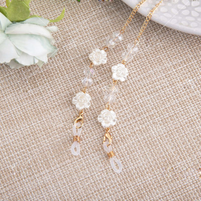 Dây đeo gọng kính hoa hồng hạt cườm đen trắng mix ấn tượng phụ kiện team 4 mắt hot trend 