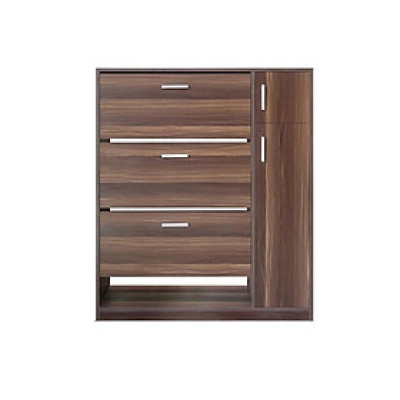 Tủ Giày Hiện Đại Màu Trắng - Nâu Sẩm , Gồm 3 Ngăn Để Giày Có Cánh Lật, 1 Ngăn Để Dép