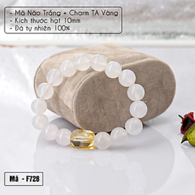 Vòng tay Mã não trắng 10mm + Thạch anh vàng