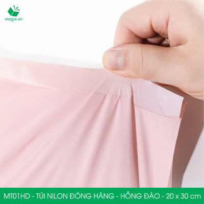 MT1HD - 25x35 cm - Túi nilon gói hàng - 200 túi niêm phong đóng hàng màu hồng đào