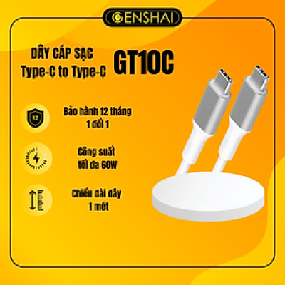 Cáp sạc nhanh hàng chính hãng Genshai GT10C cao cấp có 2 đầu Type C dành cho điện thoại di động và máy tính bảng | Bảo hành 12 tháng 1 đổi 1 | Made in Việt Nam
