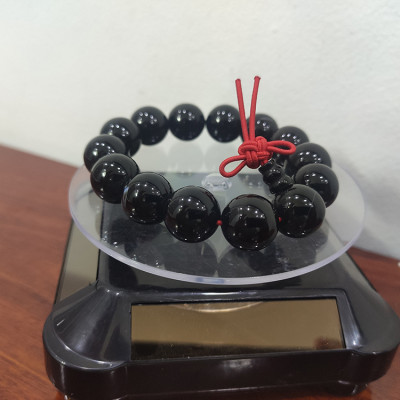 Vòng tay đá mã não đen 14 ly, vòng tay chuỗi hạt phong thủy