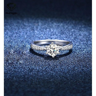 Nhẫn bạc 925 Huệ Ngân - 6 chấu Viền đá 6 li RR1561