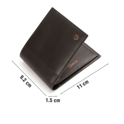 Ví nam Gence dáng ngang da bò Nappa màu đen C16