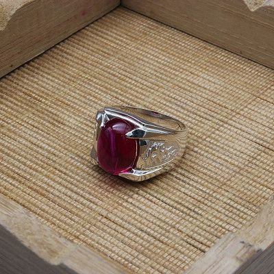 Nhẫn Nam Bạc Hiểu Minh NA533B - Đá Đỏ - Bảo Hành Vĩnh Viễn ( Hàng Chính Hãng )