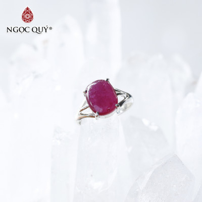 Nhẫn bạc nữ đá Ruby mệnh hỏa, thổ - Ngọc Quý Gemstones