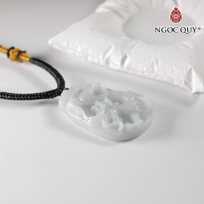 Mặt dây chuyền đá cẩm thạch khắc rồng 44x29mm mệnh hỏa mộc - Ngọc Quý Gemstones