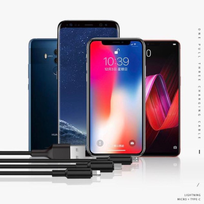 Cáp sạc Hoco X25: 3 trong 1 , micro usb và type C- 2A.-hàng chính hãng