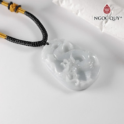 Mặt dây chuyền đá cẩm thạch khắc rồng 44x29mm mệnh hỏa mộc - Ngọc Quý Gemstones