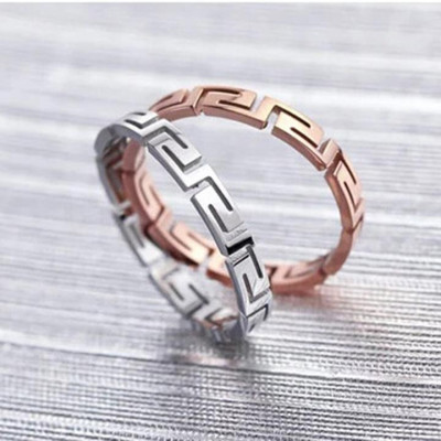 Nhẫn titan nữ thời trang cao cấp vạn lý trường thành thép không gỉ titanium trangsucpt 3 màu NNUT35