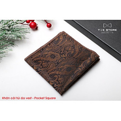 Khăn Cài Túi Áo Vest - Pocket Square - Phụ Kiện Cài Áo nâu họa tiết