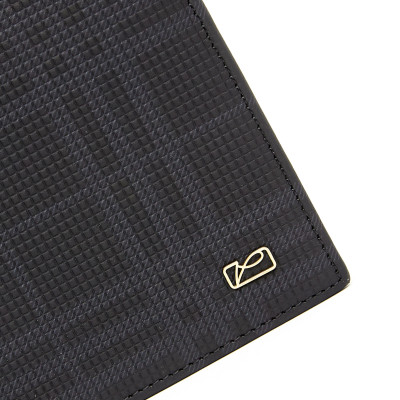 VÍ NGANG DA BÒ HỌA TIẾT KẺ - LPB-220019Z-A-BLK