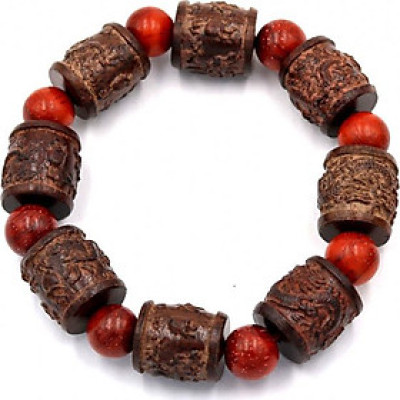 Vòng tay chuỗi hạt trụ rồng gỗ đàn hương TRNM12