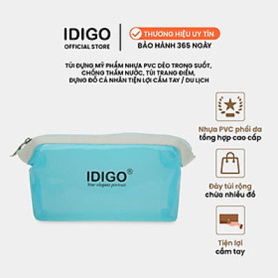 Túi đựng mỹ phẩm nhựa PVC dẻo trong suốt, chống thấm nước, túi trang điểm, đựng đồ vệ sinh cá nhân tiện lợi cầm tay hoặc đem đi du lịch IDIGO FP5-1101