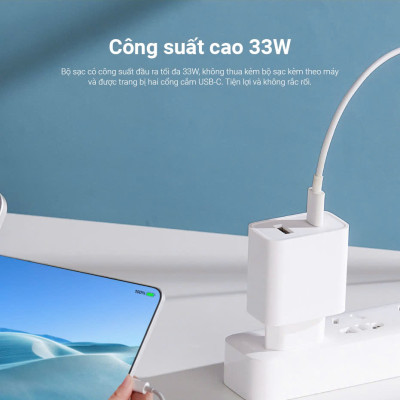 Củ Sạc Nhanh Xiaomi Mi 33W Wall Charger (Type A + Type C) EU - Hàng Chính Hãng