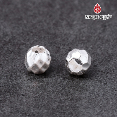 Charm bạc tròn 3D nổi xỏ ngang - Ngọc Quý Gemstones