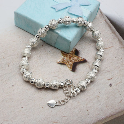 Lắc Tay Nữ Bạc Hiểu Minh LTU522 Bi Tròn Bạc Ý