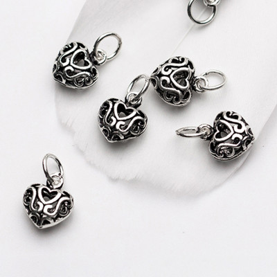 Combo 2 cái charm bạc hình trái tim treo - Ngọc Quý Gemstones