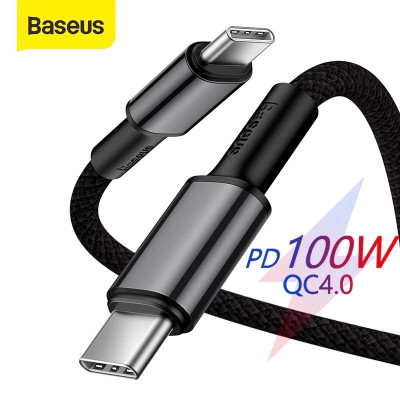 Cáp sạc nhanh siêu bền C to C Baseus High Density Braided PD 100W (5A/20V, E-marker Chip, Type C to Type C Fast Charging Data Cable) - Hàng chính hãng