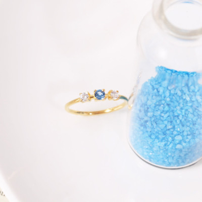Nhẫn kiểu nữ đẹp đá xanh nước biển bạc cao cấp Gix Jewel N04