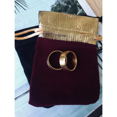 Combo Nhẫn Nam Nữ Bo góc vuông, Bản Rộng, Mạnh mẽ, cá tính, Phong cách, Chất liệu hợp kim Titanium, bản rộng 8li, Kèm túi Nhung đựng trang sức.