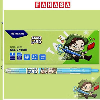 Hộp 10 Bút Gel 0.5 mm - Nhân Vật Akooland Tahi - Thiên Long - GEL-074/AK - Mực Xanh