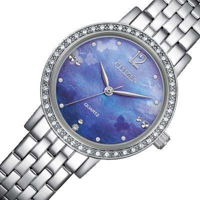 Đồng Hồ Nữ Citizen Pin-Quartz Đính Đá Swarovski Dây Thép Không Gỉ EL3100-55N - Mặt Xà Cừ (31mm)