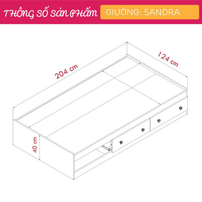 Giường đơn cho trẻ em dễ thương SMLIFE Sandra